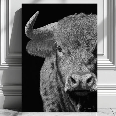 Cuadro moderno para pared de un toro bravo salvaje dibujado a mano por David Mateo.