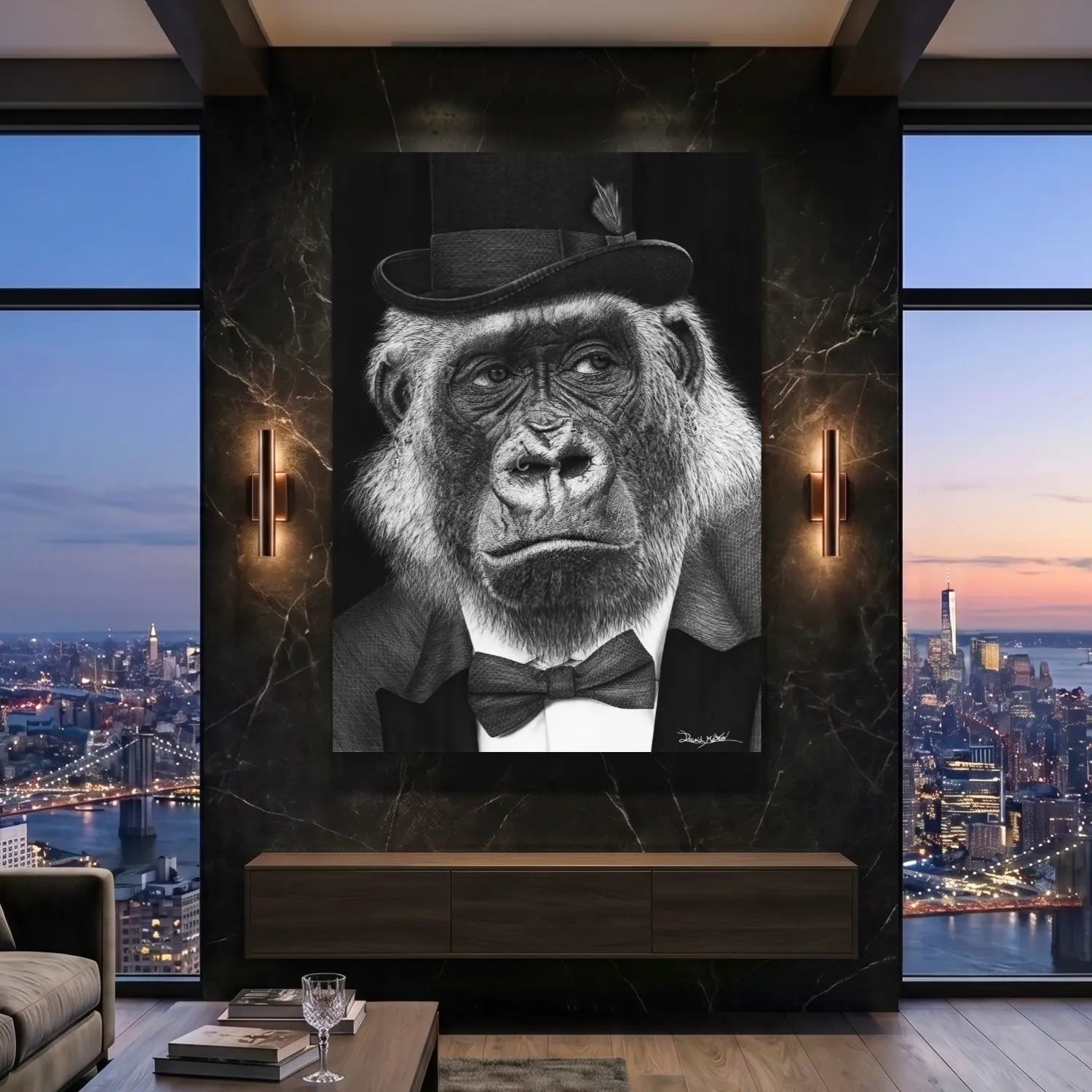 Cuadro moderno para salón de un gorila elegante de David Mateo.