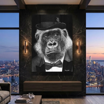Cuadro moderno para salón de un gorila elegante de David Mateo.