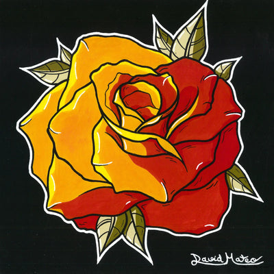 Cuadro moderno de una rosa estilo tattoo Neo Tradicional pintada por David Mateo.