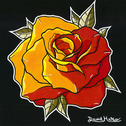 Cuadro moderno de una rosa estilo tattoo Neo Tradicional pintada por David Mateo.