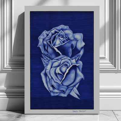 Dibujo a bolígrafo de dos rosas estilo hiperrealista del artista David Mateo.