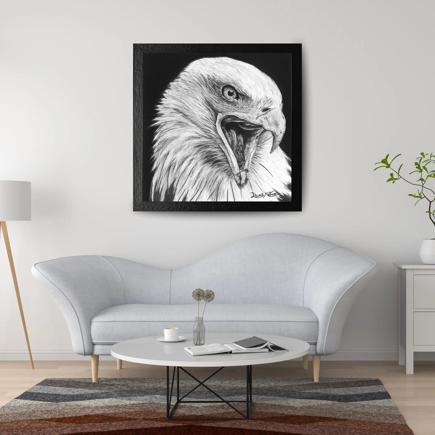 Dibujo de ave rapaz, un águila gritando, en estilo hiperrealista. Perfecto para amantes de las aves y coleccionistas de arte de fauna.