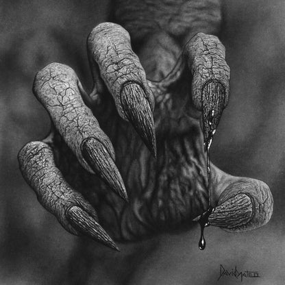 Dibujo a lápiz de carboncillo original "Devil", obra de arte del artista David Mateo.