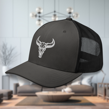 "Emblem" Trucker Cap with Embroidered Logo (Dark Colors)