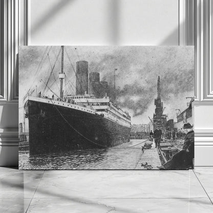 Lámina decorativa del famoso barco Titanic, dibujo realista del artista David Mateo.