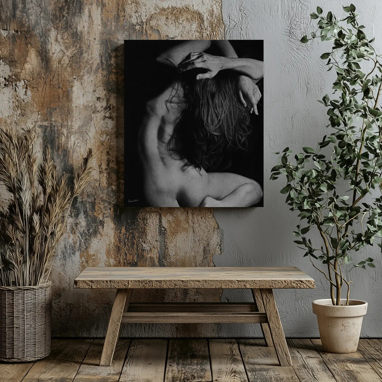 Lámina decorativa para pared de un desnudo artístico femenino titulado Deseo.