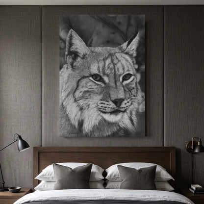 Lámina decorativa para pared de un lince ibérico dibujado a mano por David Mateo.