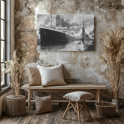Titanic. Lámina para cuadros modernos de un dibujo a lápiz histórico del Titanic hiperrealista, obra de arte de David Mateo Art.