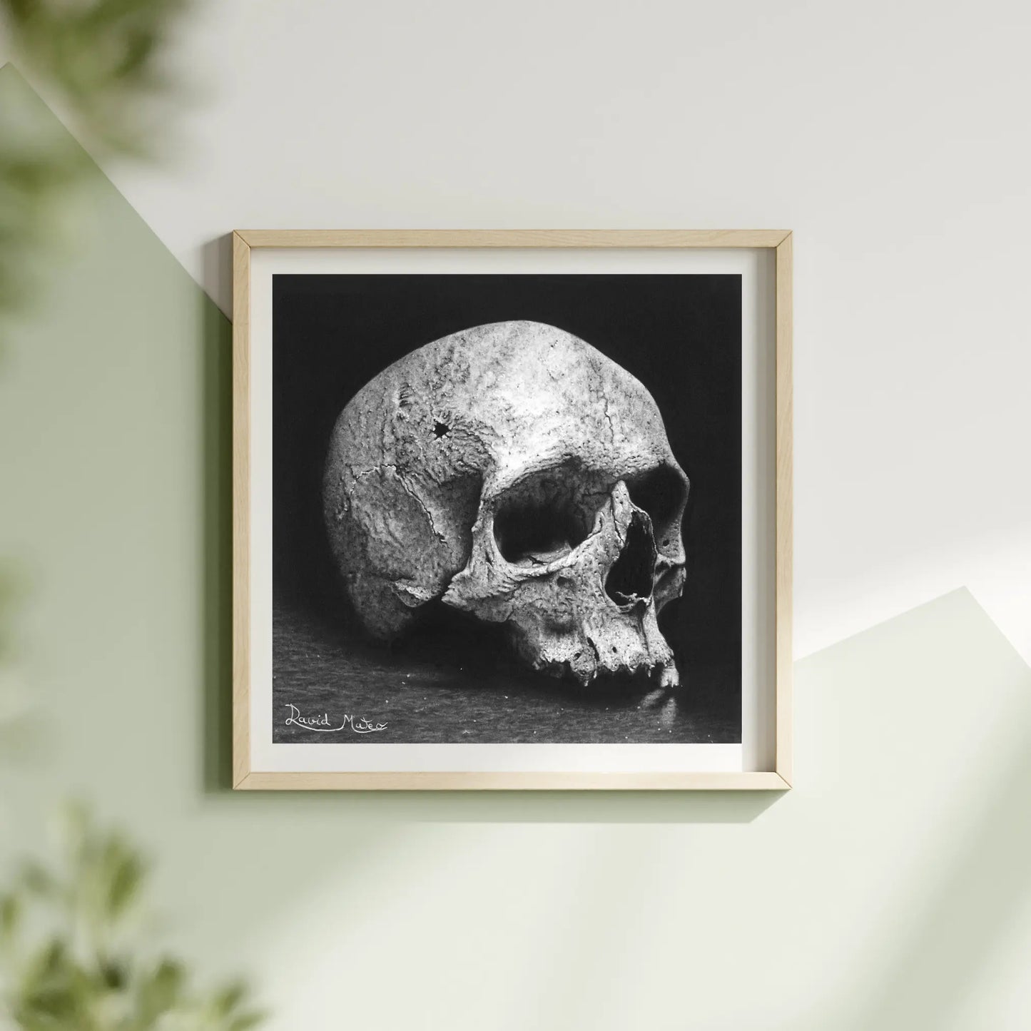 Obra de Arte original para cuadros modernos de una calavera hiperrealista. Dibujo a lápiz para la decoración del hogar.