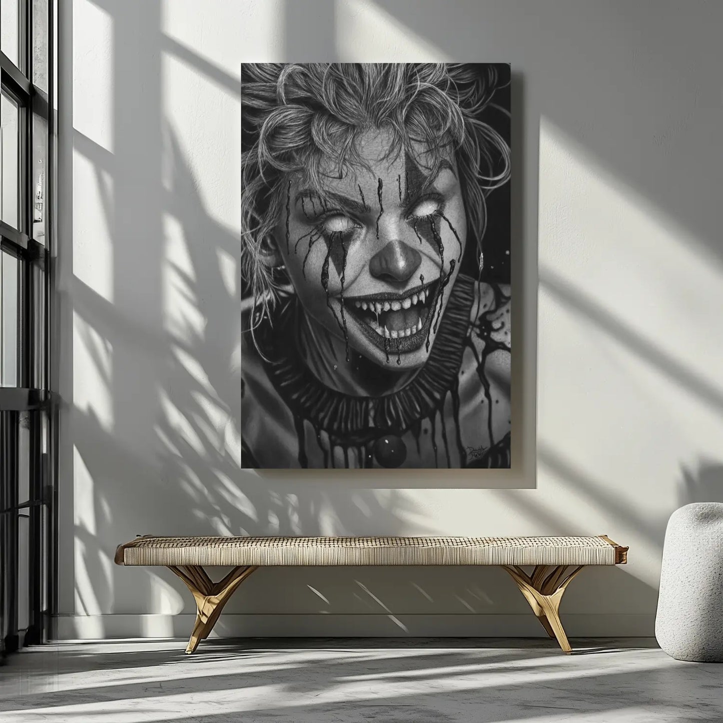 Lámina para cuadros modernos de terror gótico en un ambiente moderno.