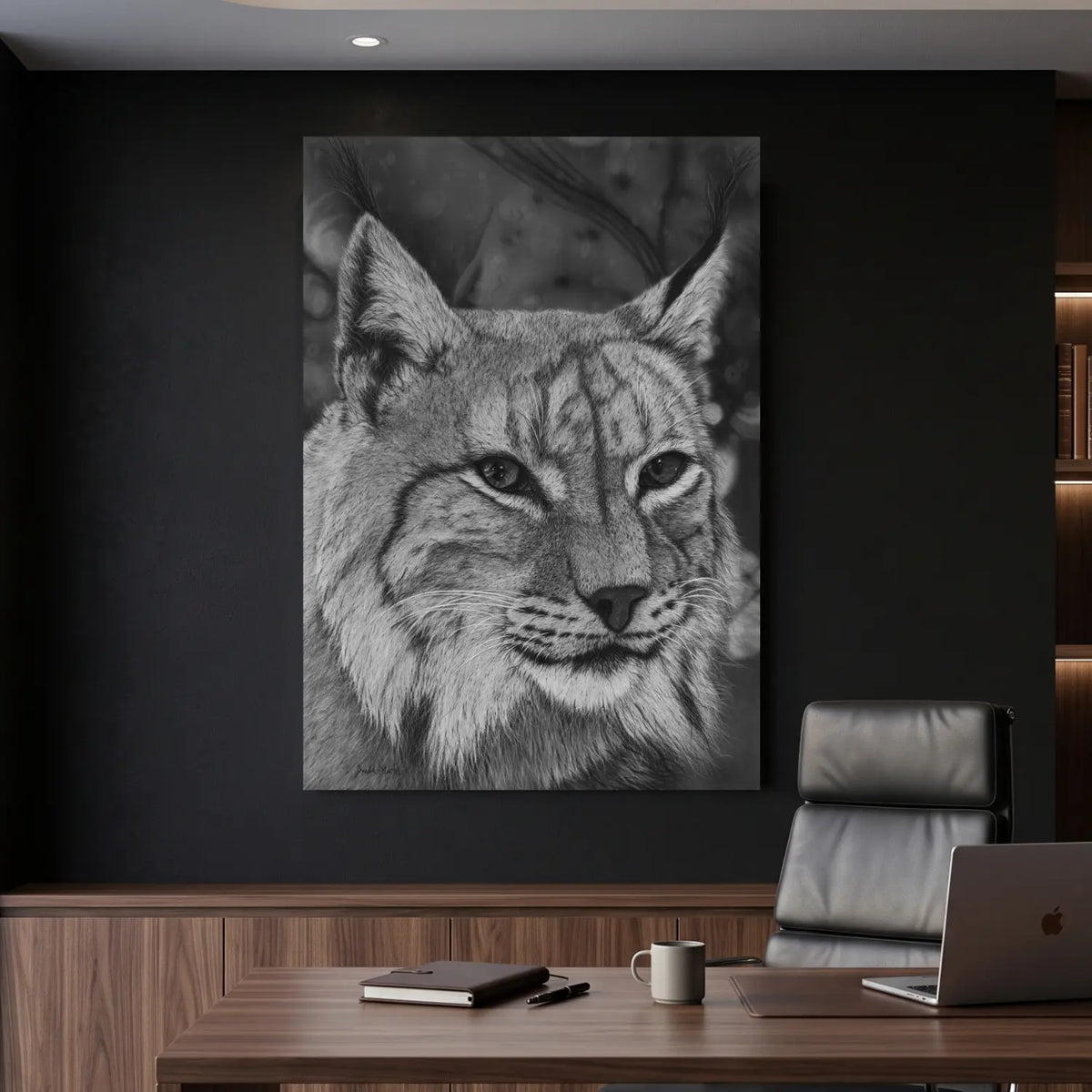 Un Lince ibérico en un cuadro decorativo para la decoración del hogar.