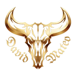 Logo dorado de la calavera de toro del artista David Mateo.