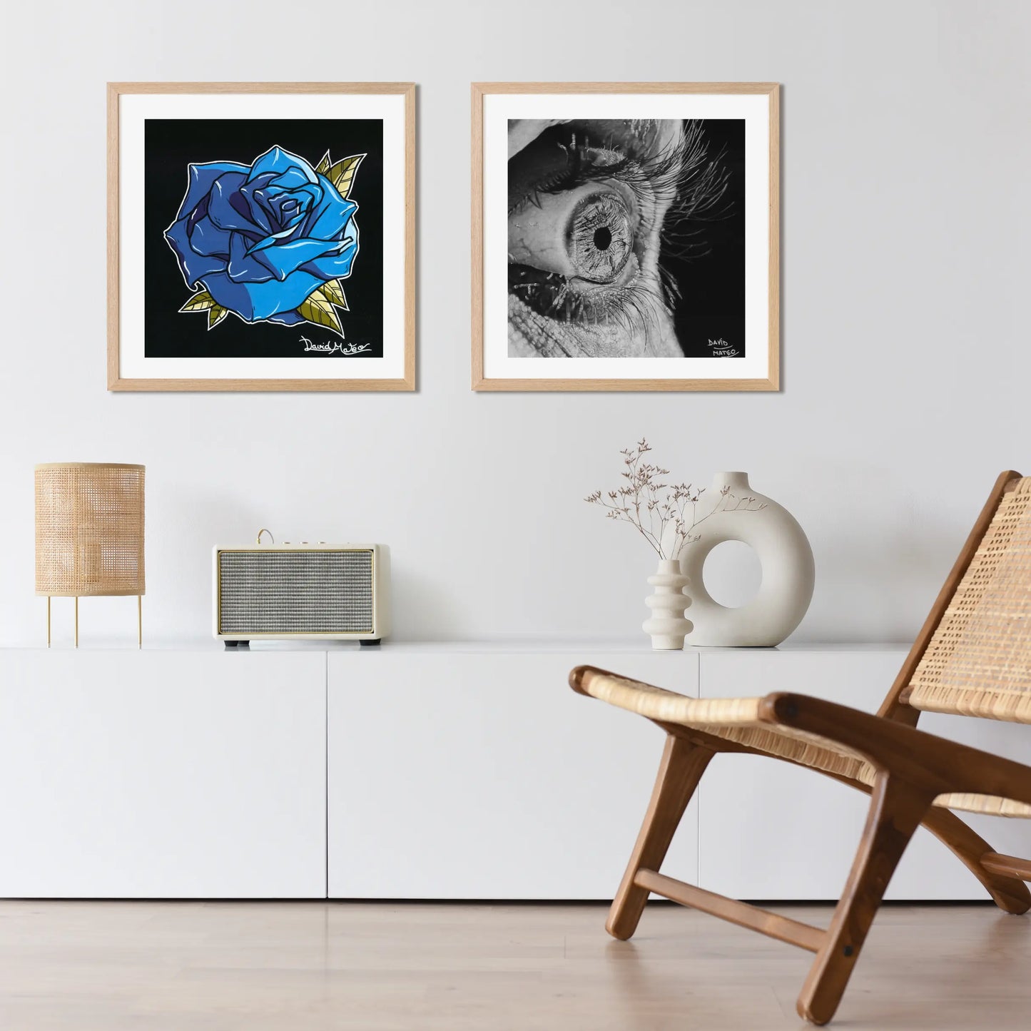 Impresión artística para pared de un ojo humano que ilustra la anatomía con detalle médico-artístico. Obra perfecta para colecciones de arte figurativo.