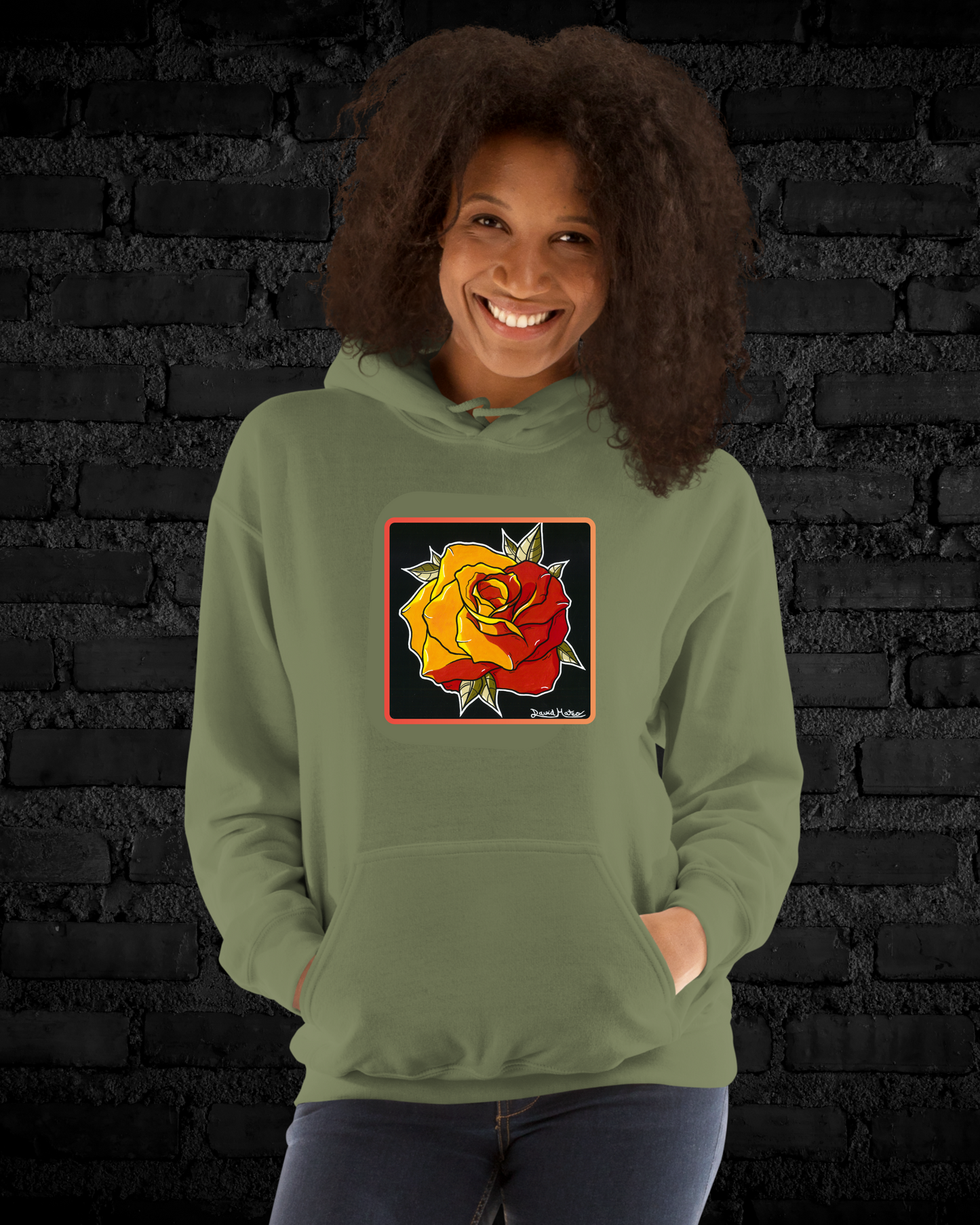 Sudadera con Capucha – Rosas Rojas, Diseño Artístico
