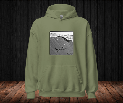 Sudadera con Capucha – Shark, Arte Hiperrealista en Blanco y Negro