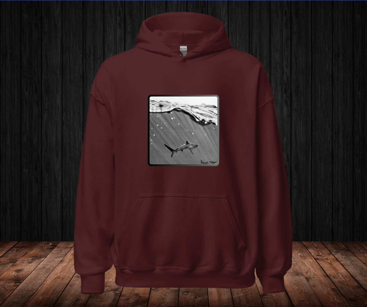 Sudadera con Capucha – Shark, Arte Hiperrealista en Blanco y Negro