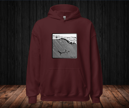 Sudadera con Capucha – Shark, Arte Hiperrealista en Blanco y Negro