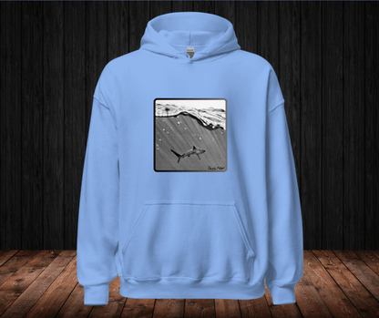 Sudadera con Capucha – Shark, Arte Hiperrealista en Blanco y Negro