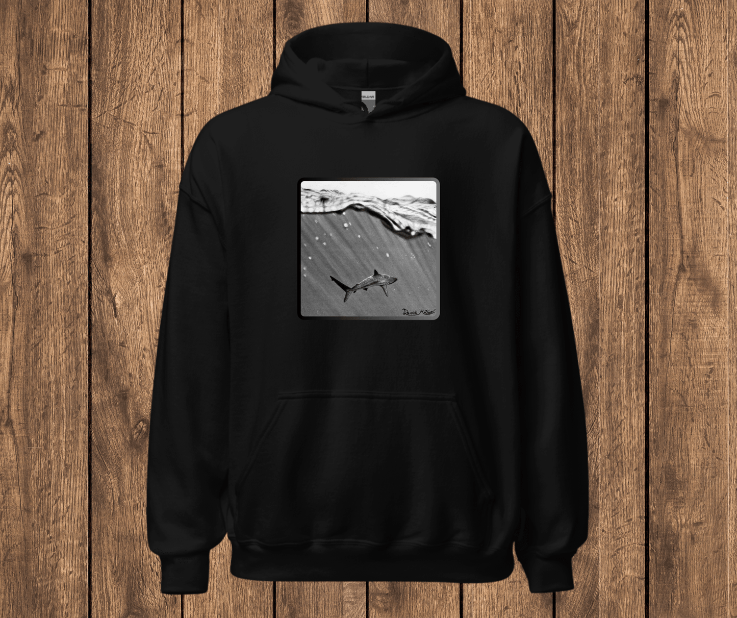 Sudadera con Capucha – Shark, Arte Hiperrealista en Blanco y Negro