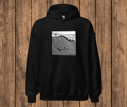 Sudadera con Capucha – Shark, Arte Hiperrealista en Blanco y Negro