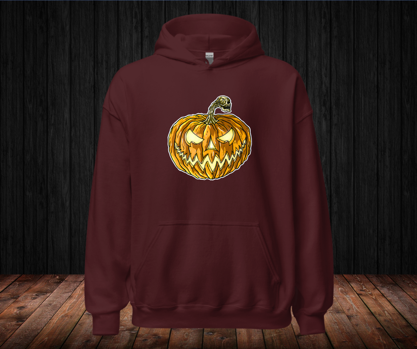 Sudadera con Capucha – Calabaza, Diseño Gótico