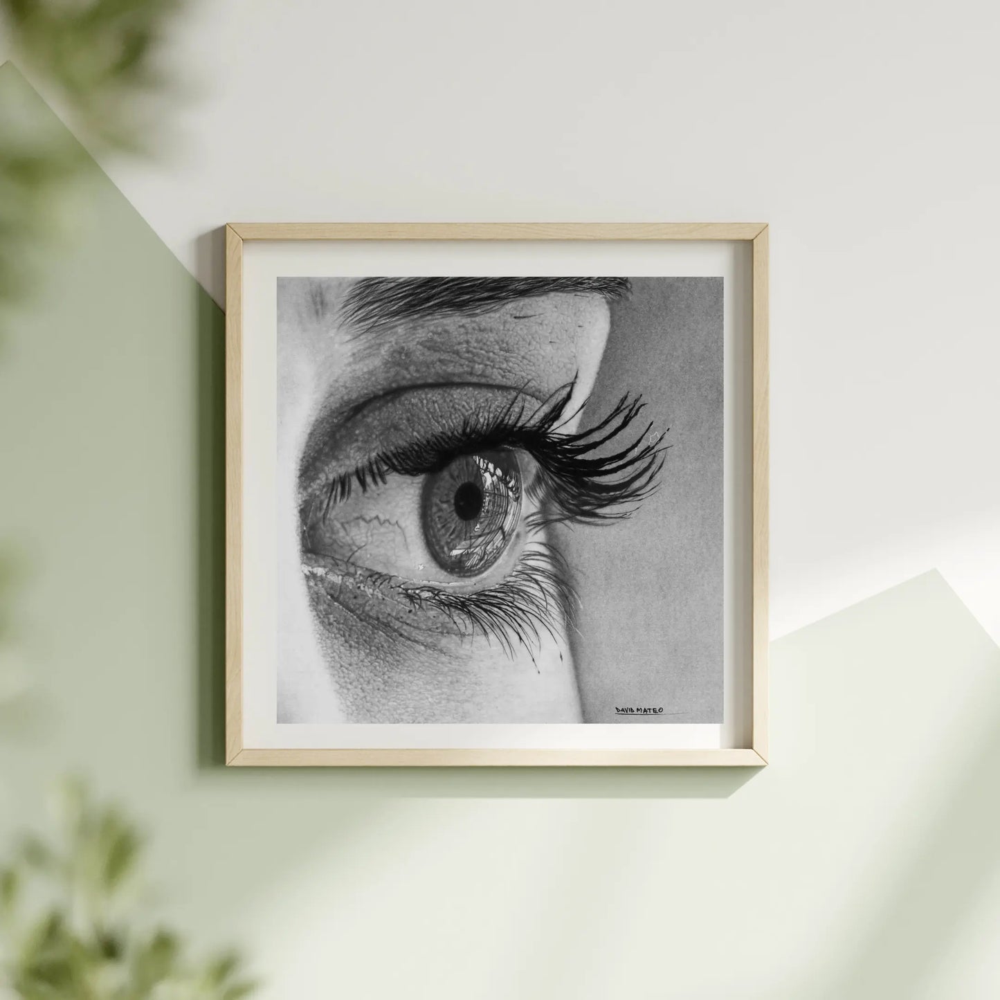 Reproducción de calidad museo de la obra 'Reflejos' de David Mateo Art. Un print monocromático que realza la complejidad de la anatomía ocular.