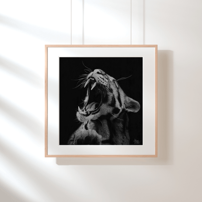 Lámina Fine Art "Salvaje": Retrato de Leopardo a Carboncillo