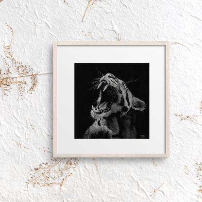 Lámina Fine Art "Salvaje": Retrato de Leopardo a Carboncillo