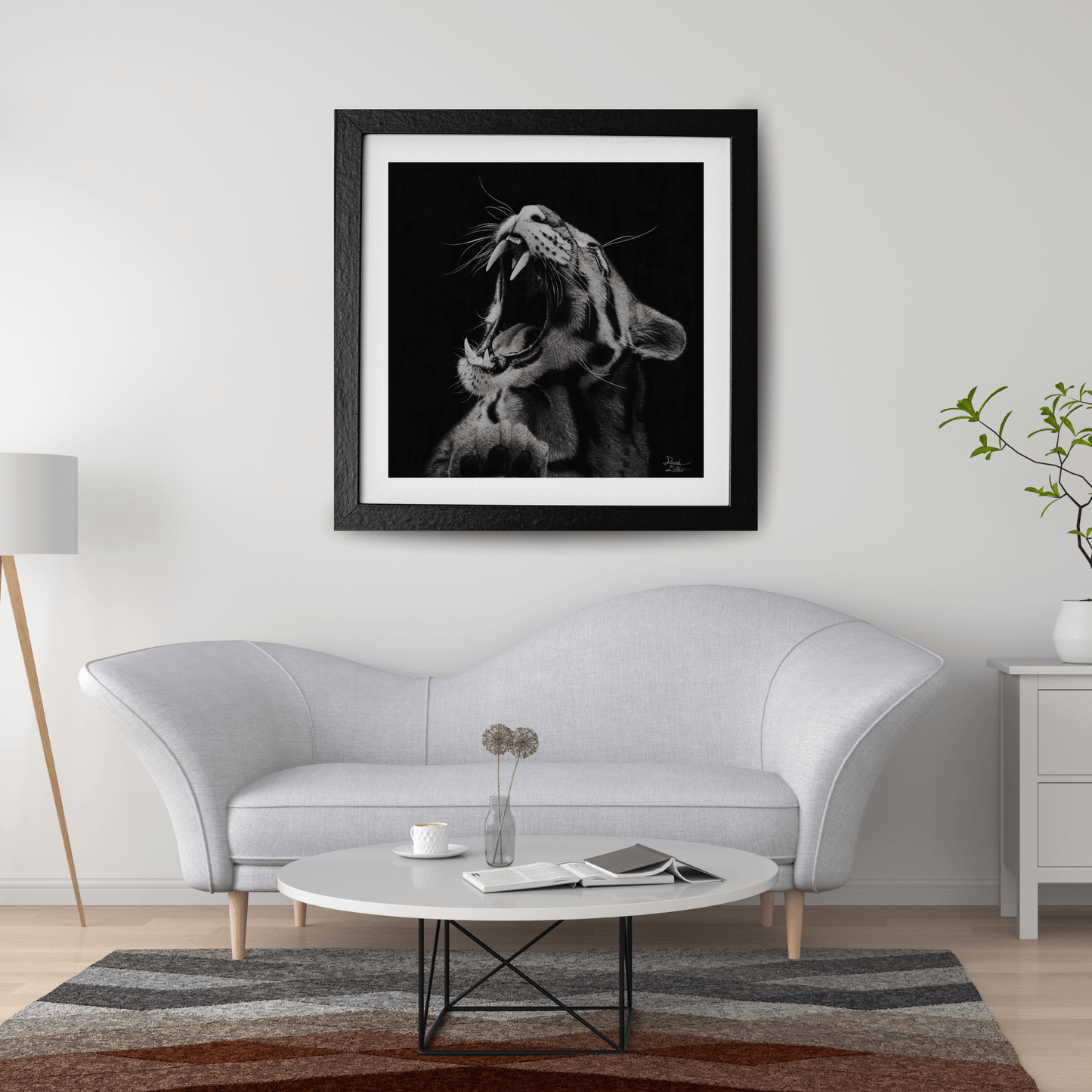 Lámina Fine Art "Salvaje": Retrato de Leopardo a Carboncillo