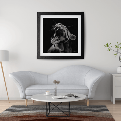 Lámina Fine Art "Salvaje": Retrato de Leopardo a Carboncillo